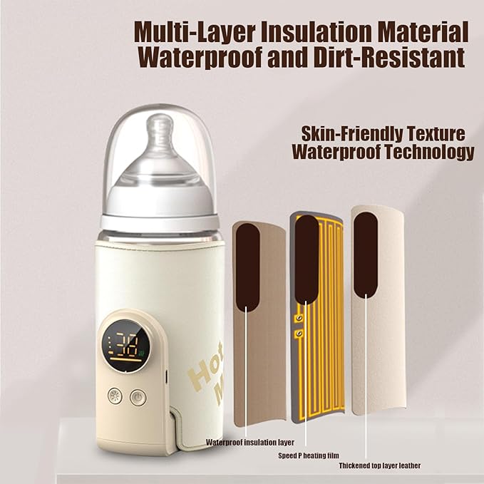 Portable Bottle Warmer for Travel, 10000mAh Battery-Powered, Fast-Heating & Long-Lasting Warming UP to 10H, Waterless Milk Warming for Comfortable Baby Feeding On The Go (10000mAh)