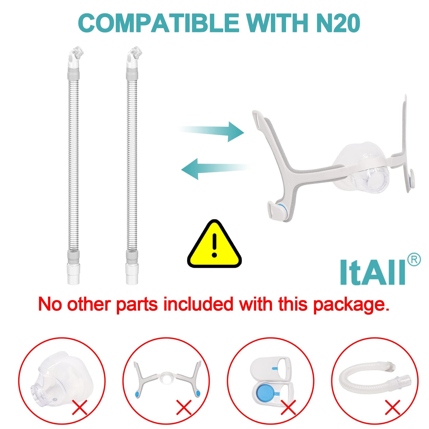 2PCS Hose Supplies for Airfit N20, Replacement Short Tube - ItAll Supplies for CPAP Users, F/SA H/SA Eligible