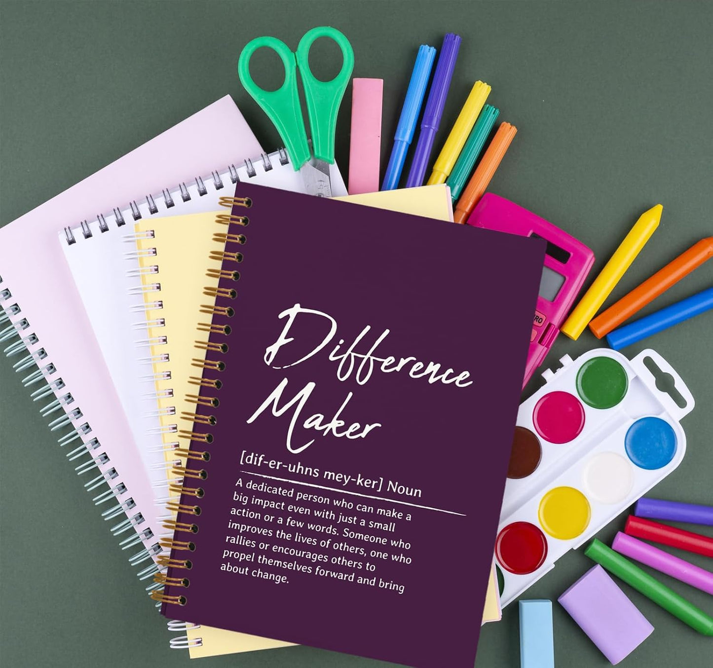 OXW Purple Meeting Notebooks for Work, Difference Maker Gift Office Work Notebook Journal for Writing Note Taking, Thank You Gifts for Women Men Leader Boss Mentor Manager Principal, 5.5"x8.3"