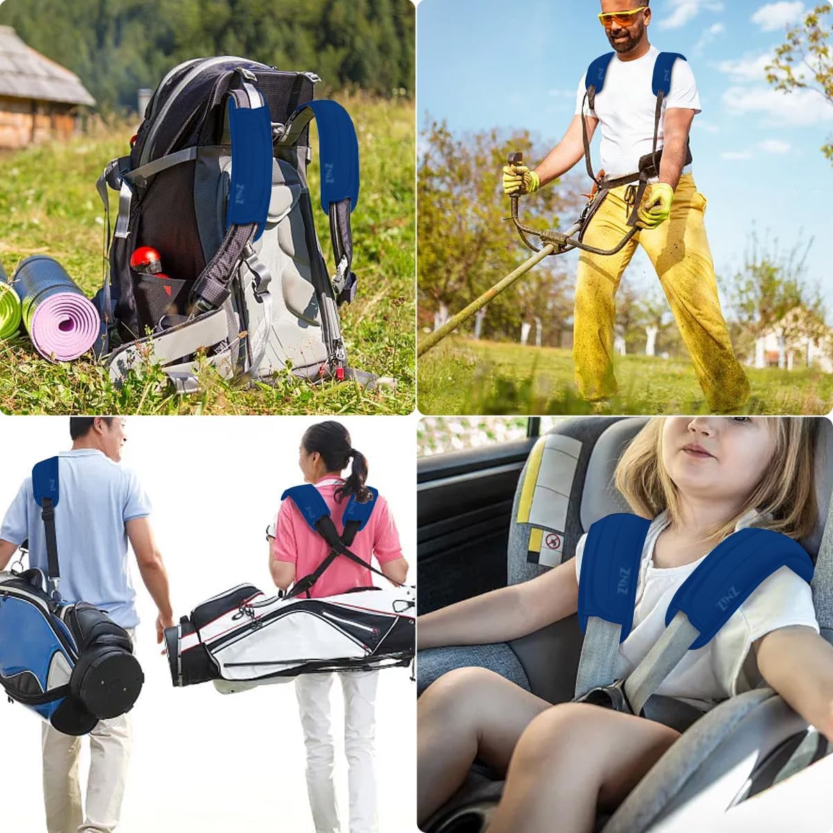 ZINZ 2-Pack Universal Shoulder Pad with Ultra Thick Cushion for Bag Luggage Bag Crossbody, Plus Long & Anti-Slip & Breathable,Dark Blue