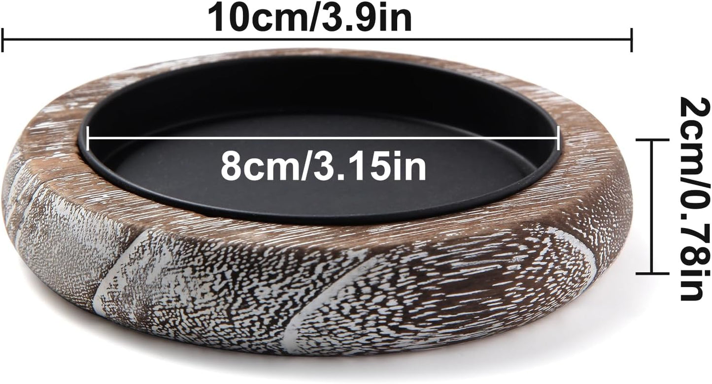 Wood Candle Holder Farmhouse Decor Wooden Pillar Candles Tray for Table Centerpiece Small Decorative Tray Riser Round Wooden Plate Pedestal Stand for Coffee Table for Christmas Decor-Bai-2