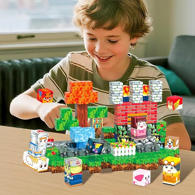 150Pcs Sky City Magnetic Building Blocks Set, Kids Sensory Toy for Toddlers STEM Learning, Stacking Magnets for Kids,0.8" Large Size