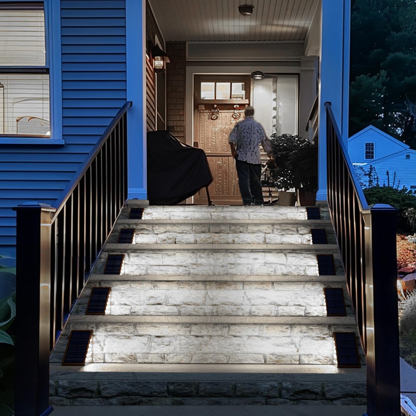 JOFIOS Solar Step Lights - Waterproof IP67, 12 Pack, Cool Brown, Deck & Staircase Lighting, Model 61174
