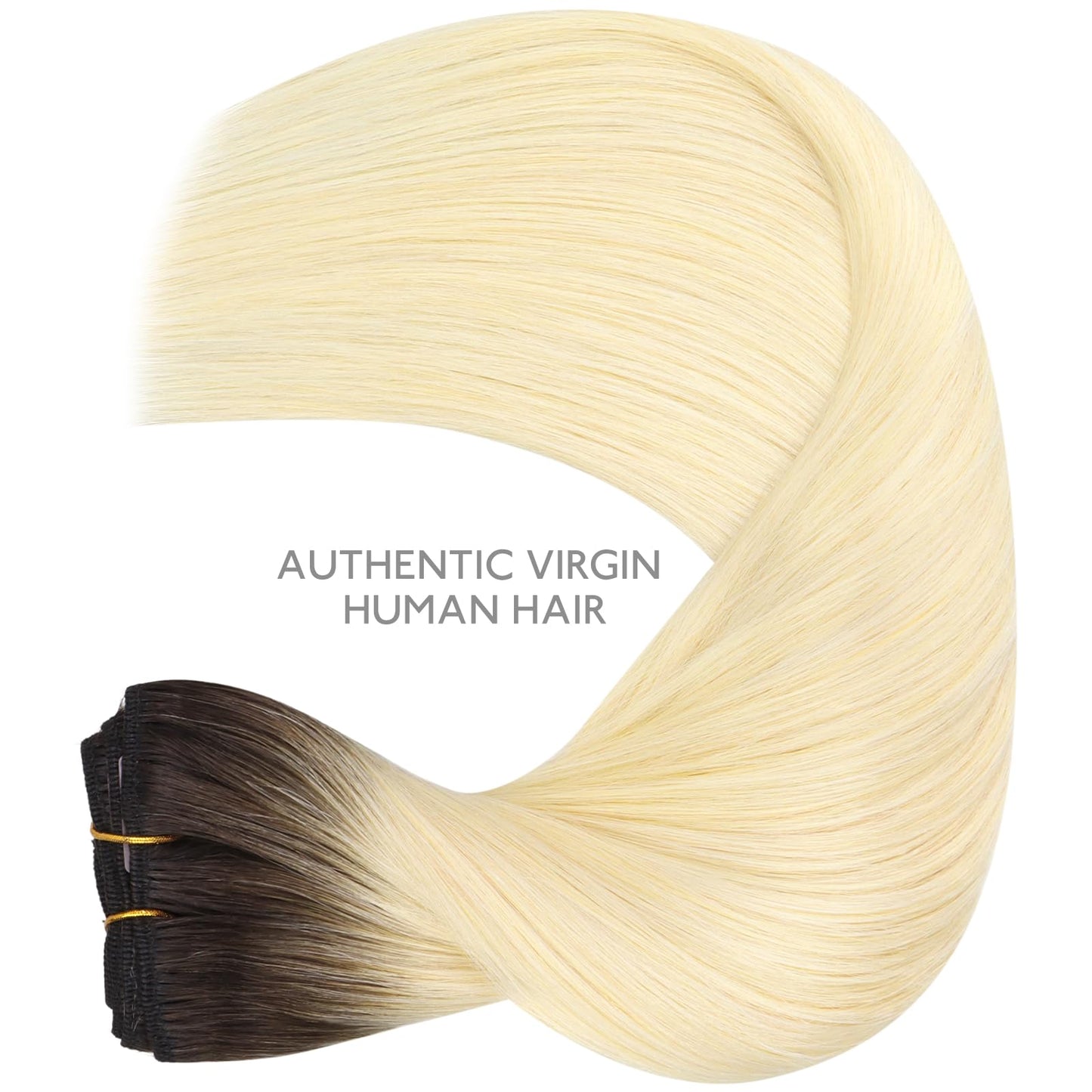 WENNALIFE Clip in Hair Extensions, 14 Inch 120g 7pcs Clip in Hair Extensions Real Human Hair, Ombre Light Dark Brown to Platinum