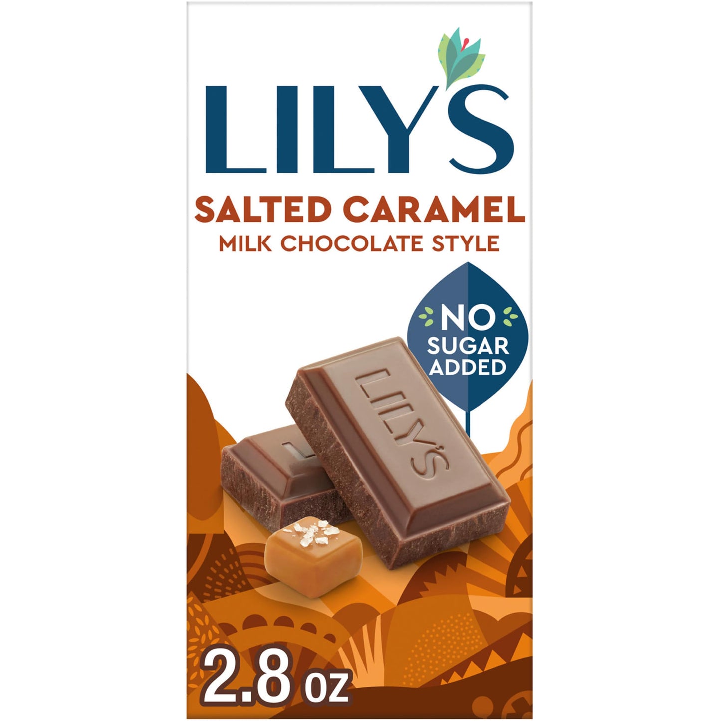 LILYS Salted Caramel Flavored Milk Chocolate Style No Sugar Added, Sweets Bar, 2.8 oz