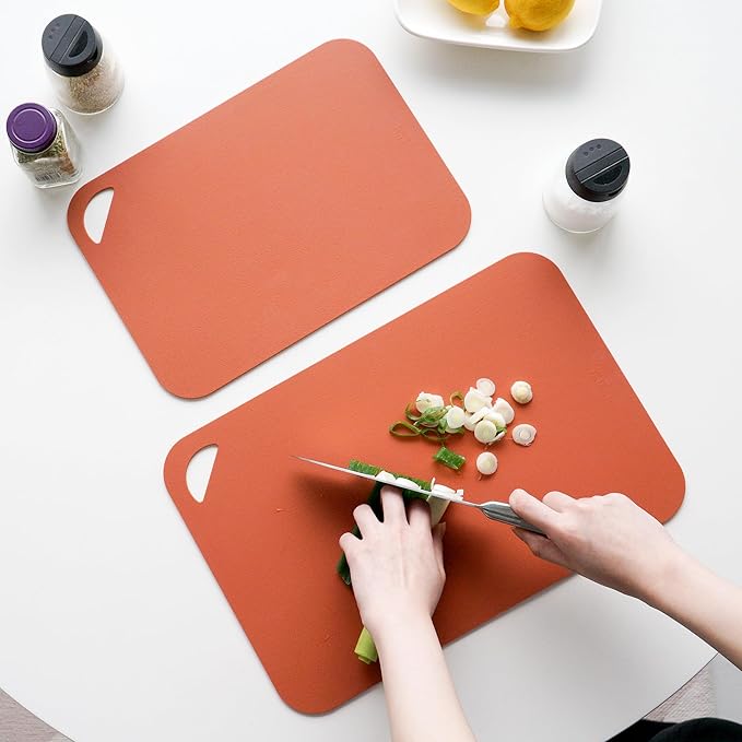 TPU Flexible Cutting Board - Scratch Resistant & Knife Friendly, Non-Slip - BPA Free, Dishwasher Safe & Easy Clean - Made in Korea, Brick Medium (1 Pack)