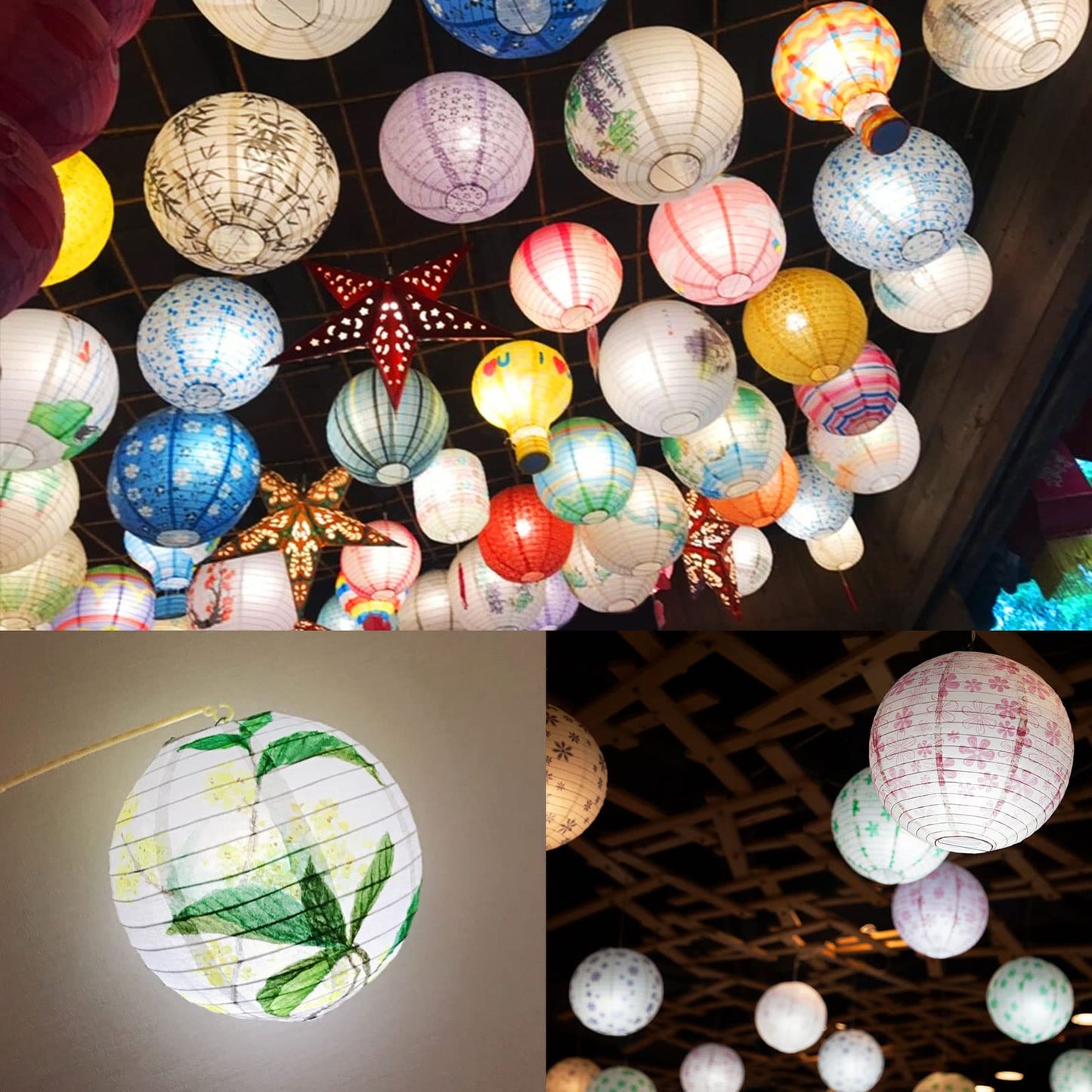 Lihao 10Pcs White Paper Lanterns - Decorative Chinese Lanterns For Weddings, Parties, Baby Showers - Sizes: 6, 8, 10, 12