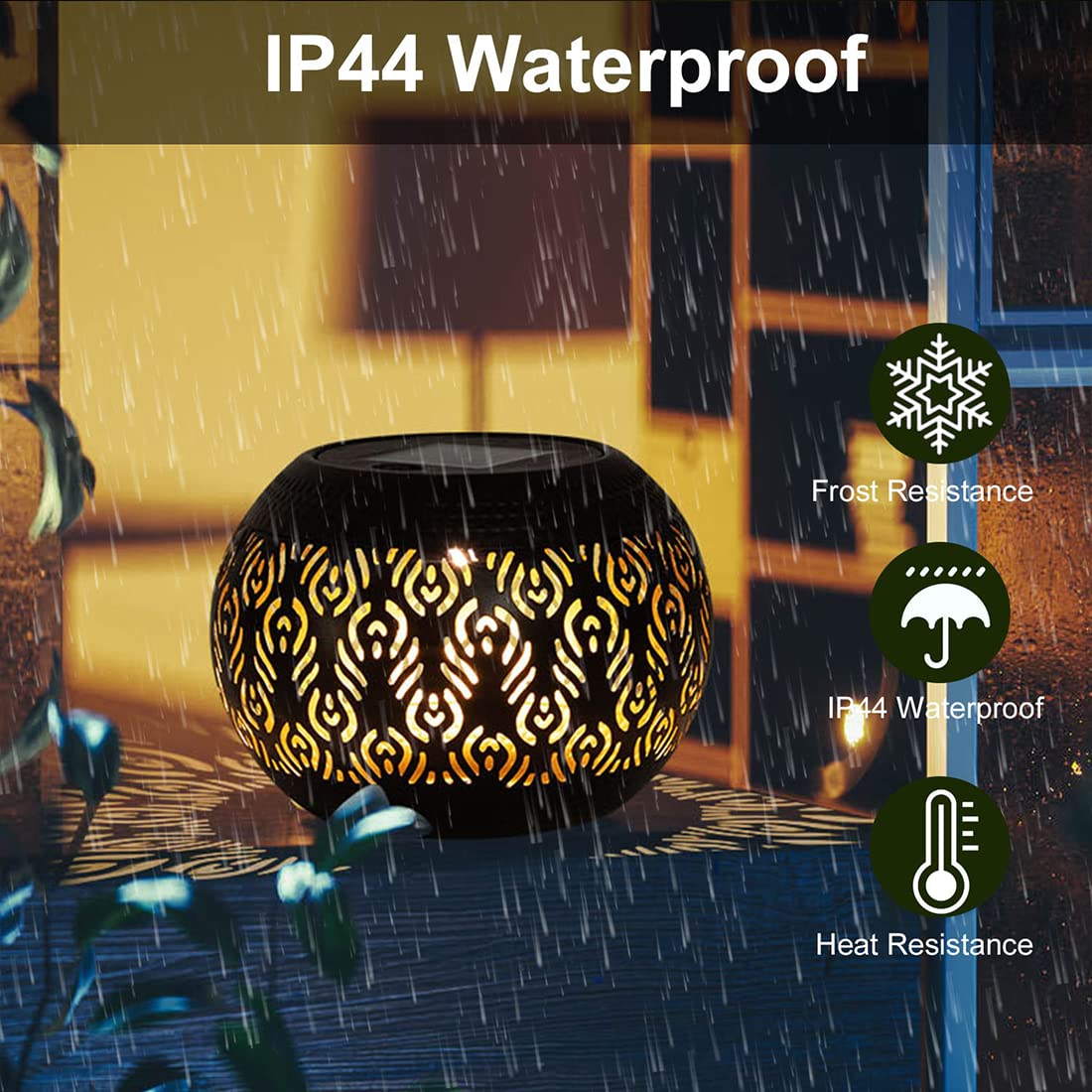 Pearlstar Solar Table Lantern - Waterproof LED Black Peacock Feather - Decorative Light for Indoor/Outdoor Use