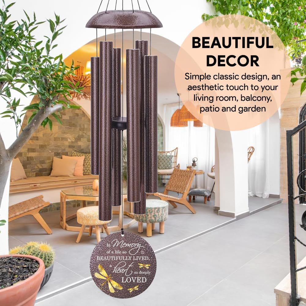 Sympathy Wind Chimes, Personalized Dragonfly Wind Chimes for Loss of Loved One, Commemorative Sympathy Gifts for Funeral, in Memory of Dad/Mom/Husband/Wife (36inch)