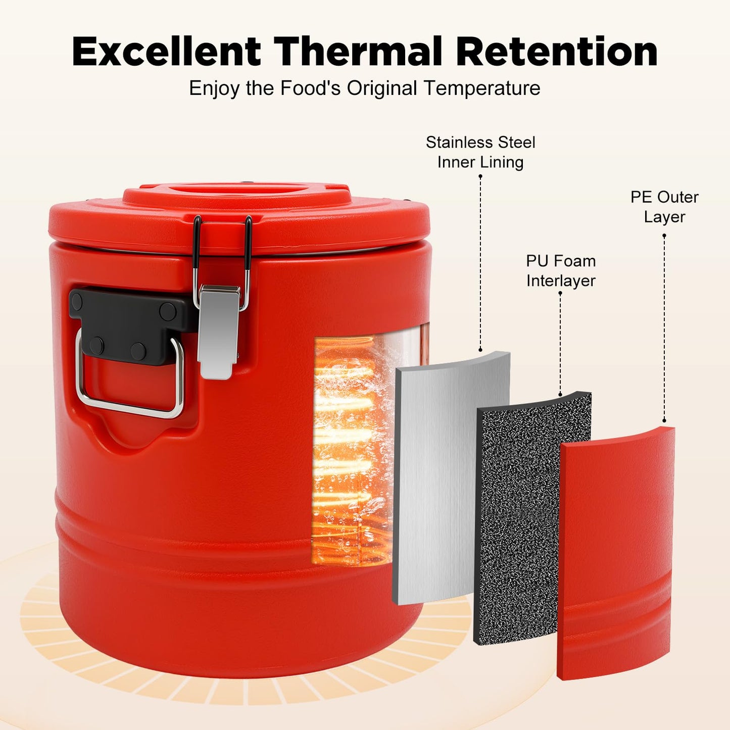 Commercial Insulated Food Container, 16QT/4Gal Insulated Soup Container Bucket Commercial Food Warmer Insulation Barrel for Hot or Cold Food for Restaurant, Canteen, Home