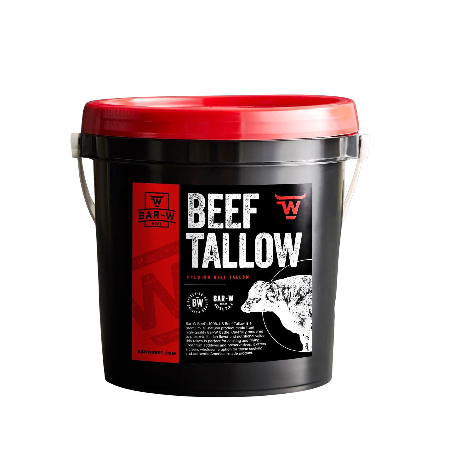 Bar-W Beef | 100% Beef Tallow | 115 oz | Cooking Roasting Baking and Frying | enhanced Tallow from USA Farm Raised Cattle | Pure Tallow with High Smoke Point | Gallon Size Pail