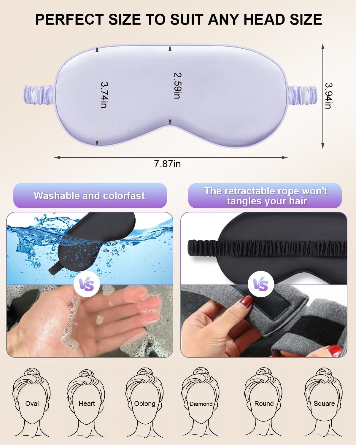2Pack Silk Sleep Mask,IEKEODI Eye Mask for Sleeping,Elastic Blackout Eye Mask & Blindfold for Full Night's Sleep,Travel and Nap(Black+Purple)