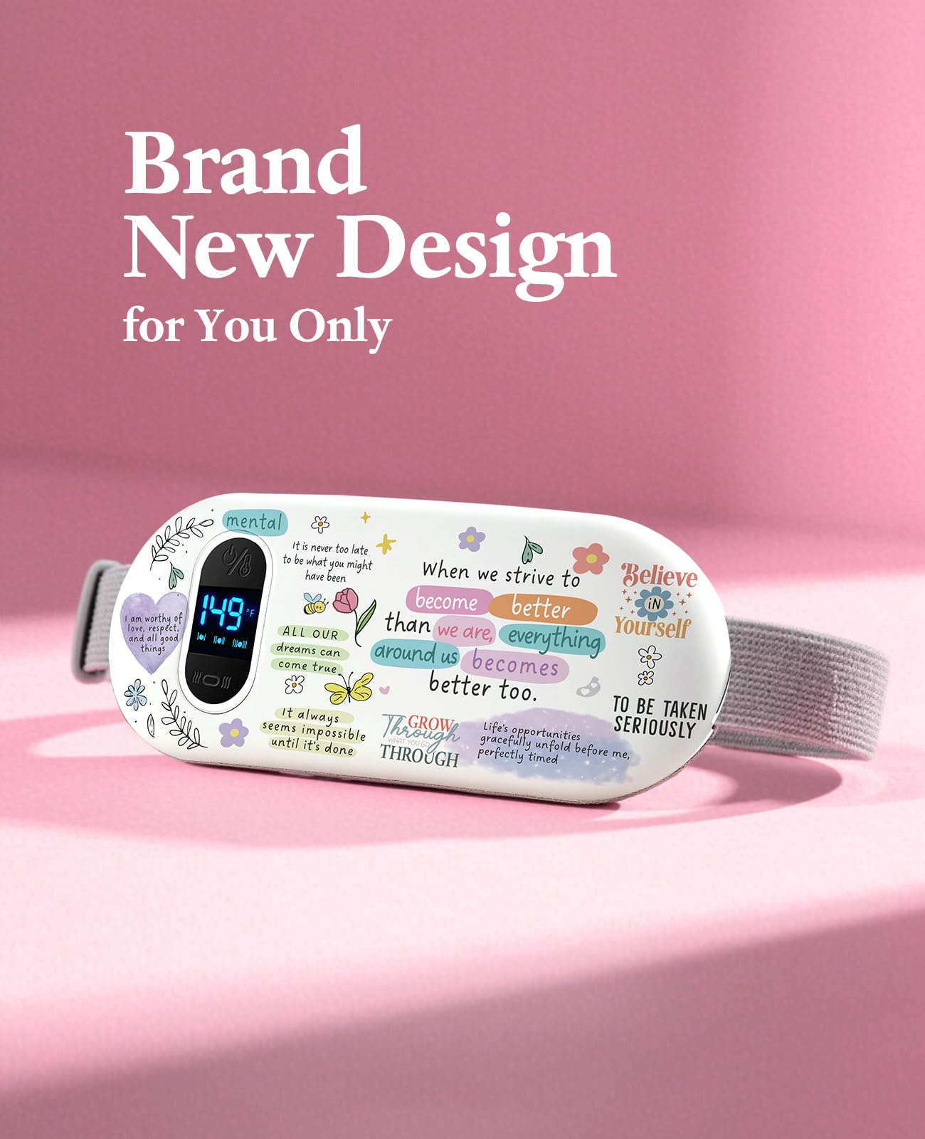 Portable Heating Pad for Period Cramps: Menstrual Heating Pad with Unique Design, Fast Heating Pad with 6 Heat Levels and 6 Massage Modes, Gifts for Her, Women, Teens and Girls
