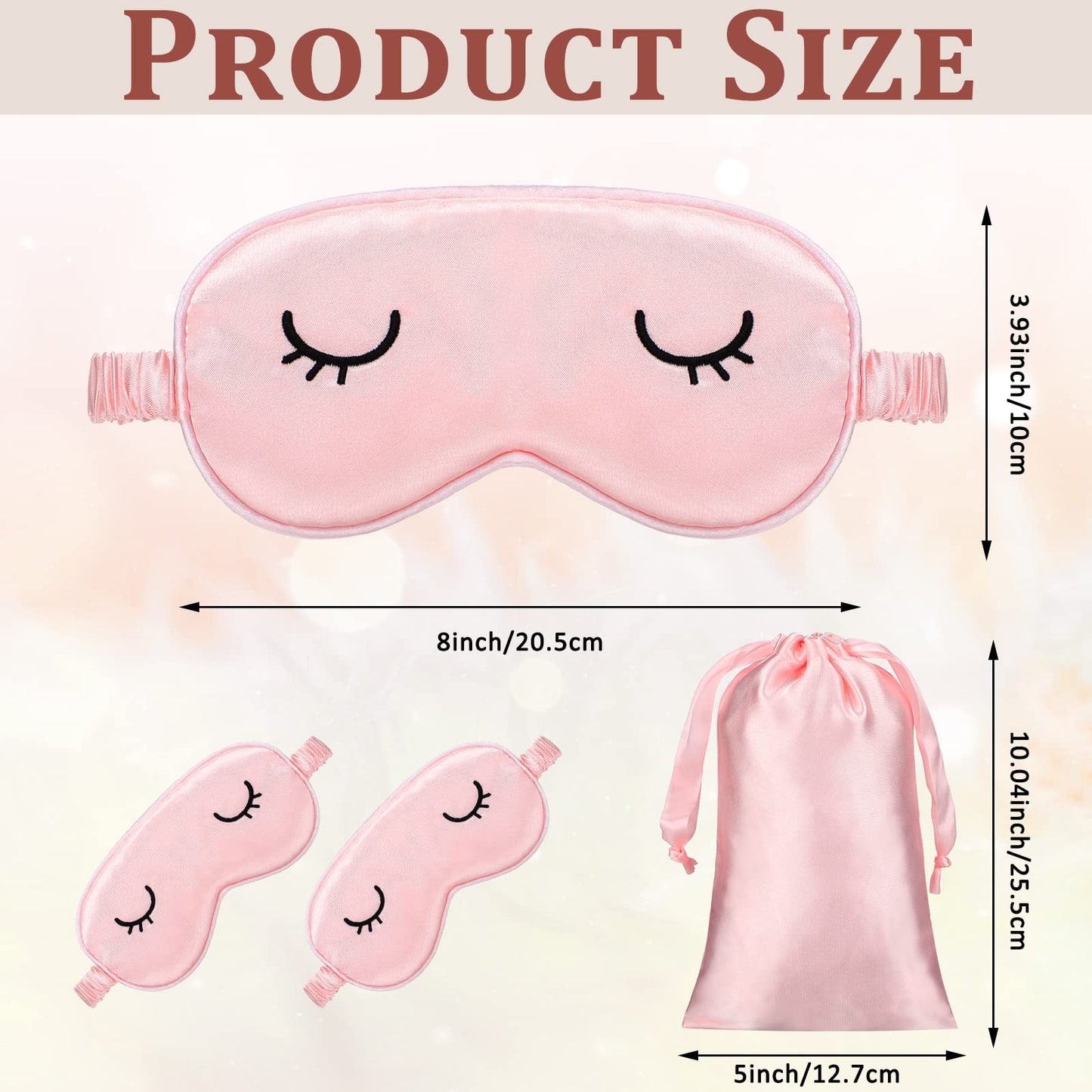 Geyoga 2 Pcs Cute Sleep Eye Masks for Adult Silk Sleep Eye Cover Cute Lightweight Adjustable Eyeshade Mask Satin Night Eyeshade Covers with 2 Pcs Storage Bag(Adult, Pink)