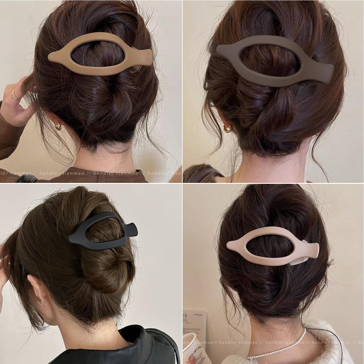Parcce 6 PCS Matte Hair Claw Clip Accessories, French Concord Flat Lay Down Claw Barrettes for Thick Thin Hair, Strong Hold Nons