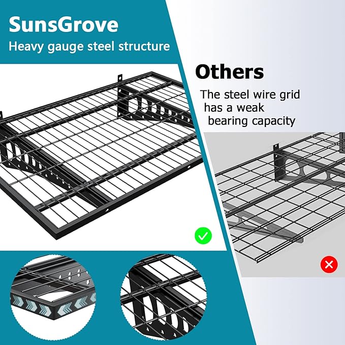 2-Pack 2Ć3ft Garage Wall Shelving, 24Ć36 inches Heavy Duty Wall Mounted Shelves, Garage Storage Shelf, 500 lbs Load Capacity, Black