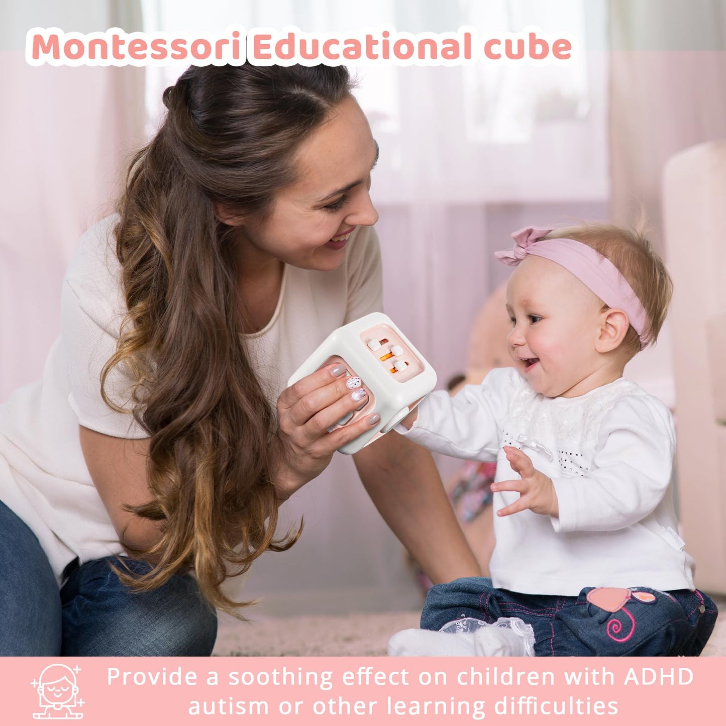 SOCBTNSO Busy Cube Toys for 1 Year Old Girl Gifts, Montessori for Baby Girl, Travel Sensory Toys for Toddlers 1-3, Learning Fine Motor Skills| 1st Birthday Girl Gifts 12 Months Stocking Stuffers