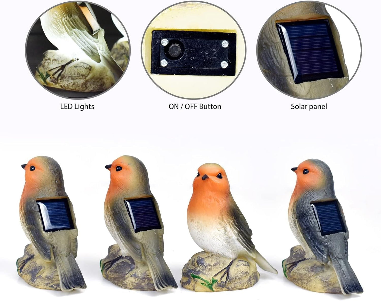 Solar Garden Outdoor Statues Bird Lights, Cute Birds Garden Decor for Outside, Christmas Birthday Gifts Stocking Stuffers Housewarming Gifts Yard Decoration for Women, Mother and Grandma