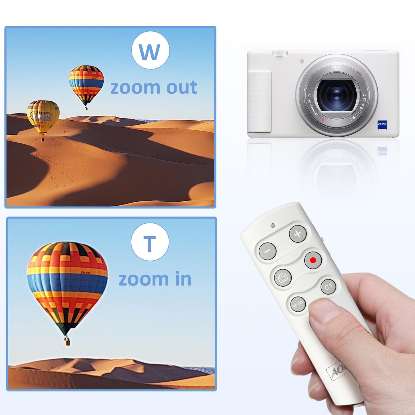 Aodelan Wireless Camera Remote Control,Shutter Release Compatible With Sony Zv-E10, Fx3,A1,A6100, A6400, A6600, A7C, A7 Iii, A7R