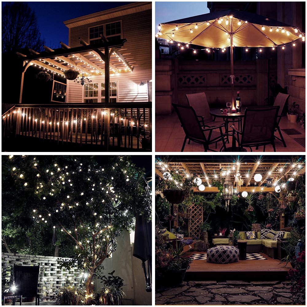 Metaku Outdoor String Lights, 50LED Fairy Lights, 16.4ft, Battery Operated, Waterproof, Cool White - Perfect for Patio, Garden, Balcony