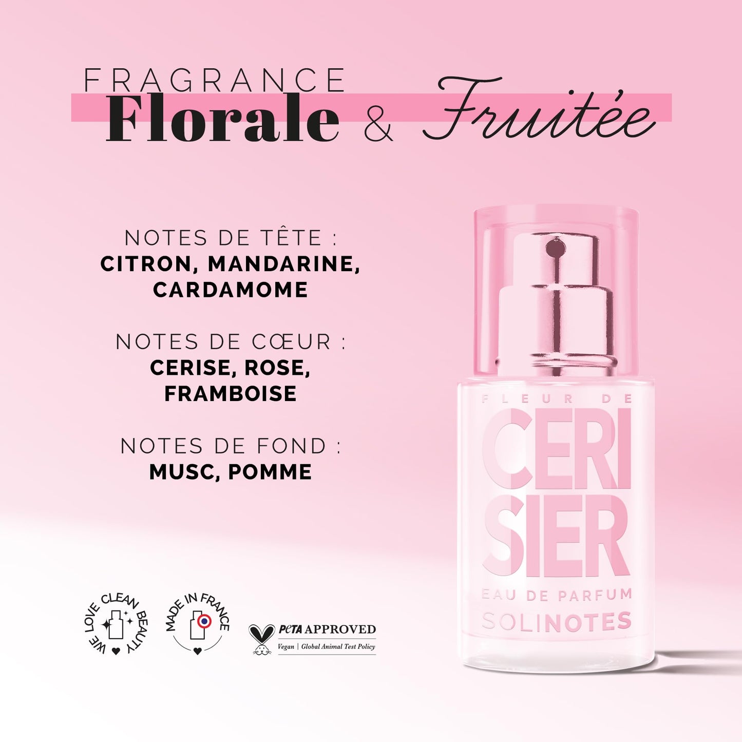 SOLINOTES Cherry Blossom Perfume for Women - Eau De Parfum | Delicate Floral and Soothing Scent - Made in France - Vegan - 0.5 fl.oz