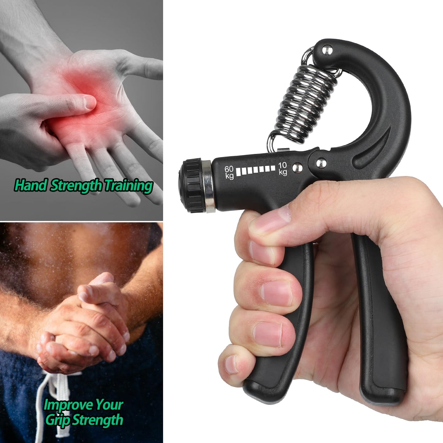 NIYIKOW Grip Strength Trainer, Hand Grip Strengthener, Grip Strengthener, Adjustable Resistance, Forearm Strengthener, Perfect for Musicians Athletes (Black, 1 Pack)