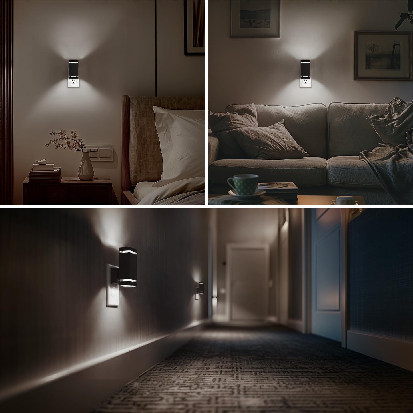Briignite Red Motion Sensor Night Light, Dimmable LED, 2 Pack, Plastic, Black-5000K, Model ABRGY09103US-2
