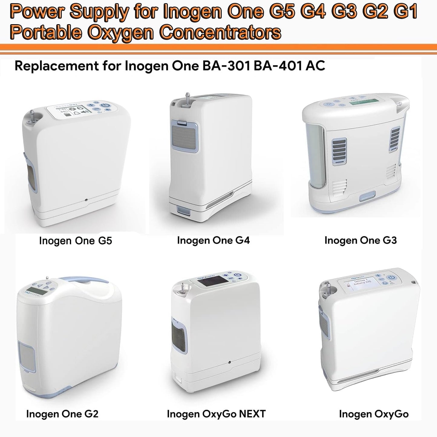 HUZUM Charger for Inogen One G1 G2 G3 G4 G5 Concentrator BA-301 BA-302 BA-303 BA-107 BA-106 BA-207 BA-503 BA-401 BA-403 BA-307 BA-306 Oxygen Concentrator Power Adapter Cord