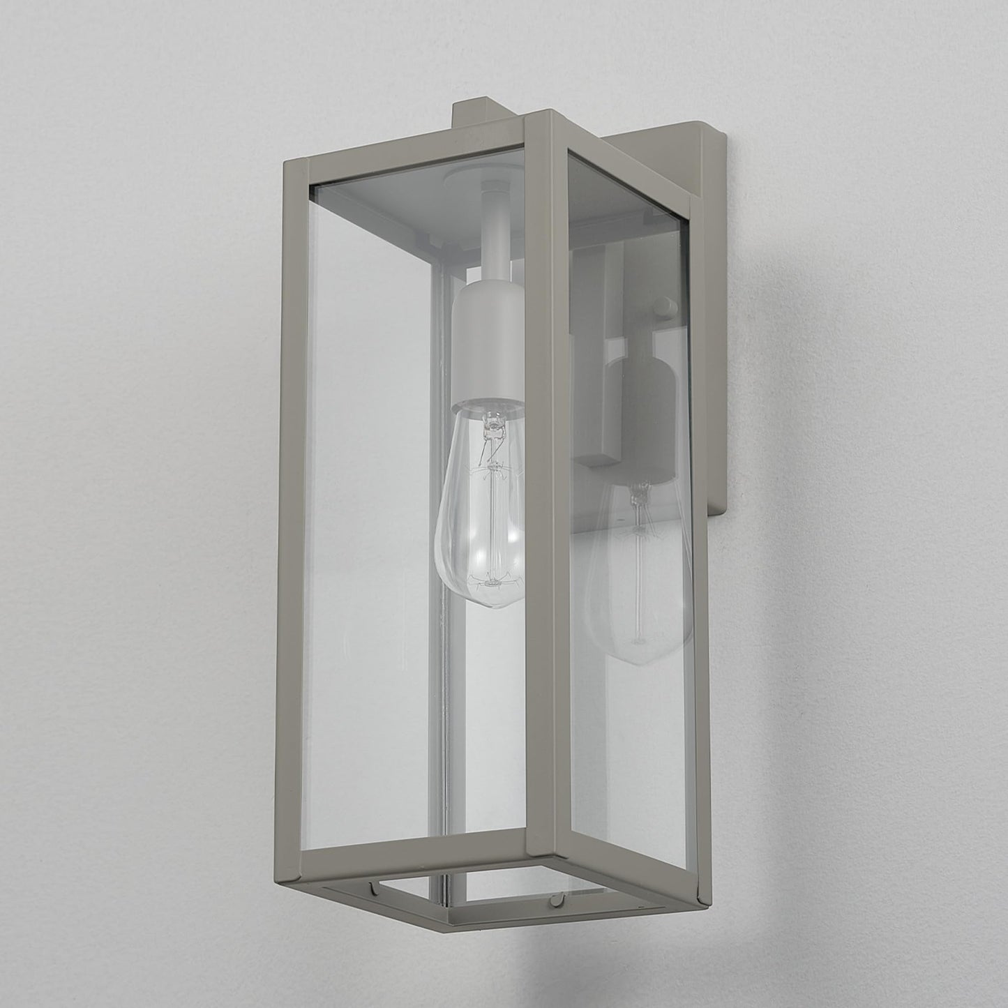 Globe Electric Bowery 1-Light Wall Sconce, Matte Gray, Metal, Clear Glass Shade, Model 44838