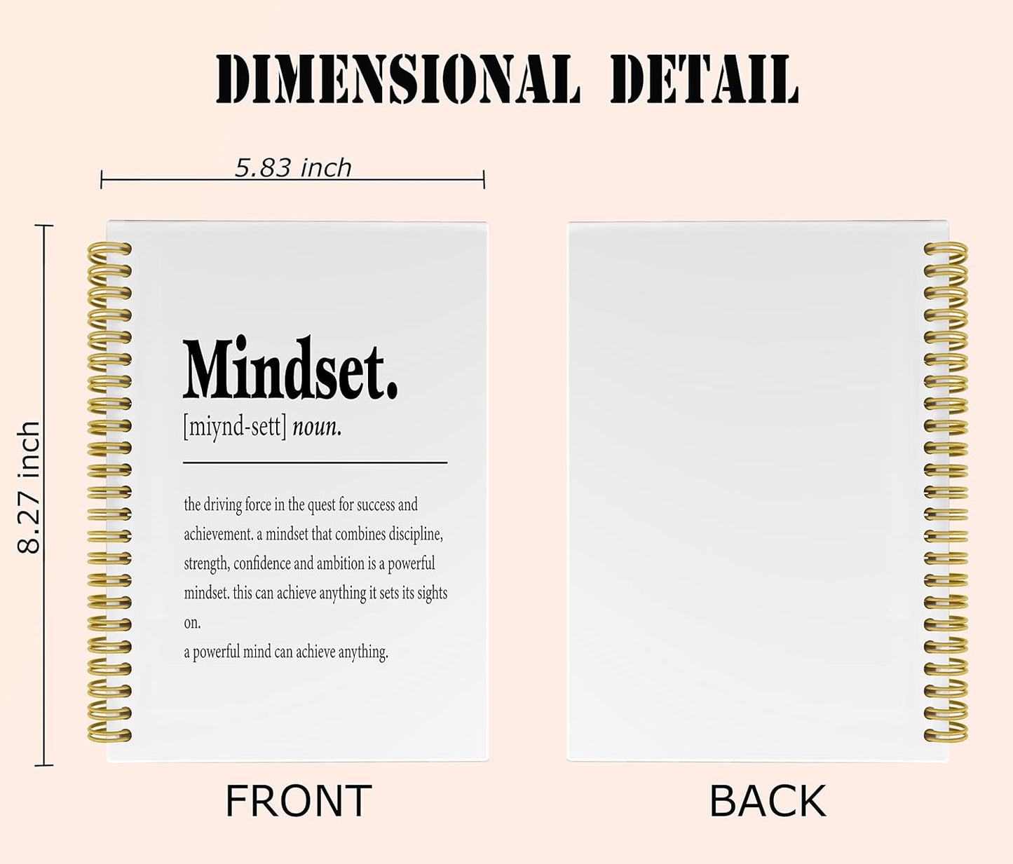 Knibeo Mindset Inspirational Notebooks Journal - Notebooks for School, 5.5×8.3 Inch Inspirational Spiral Bound Notebook with 164 Pages, College School Supplies