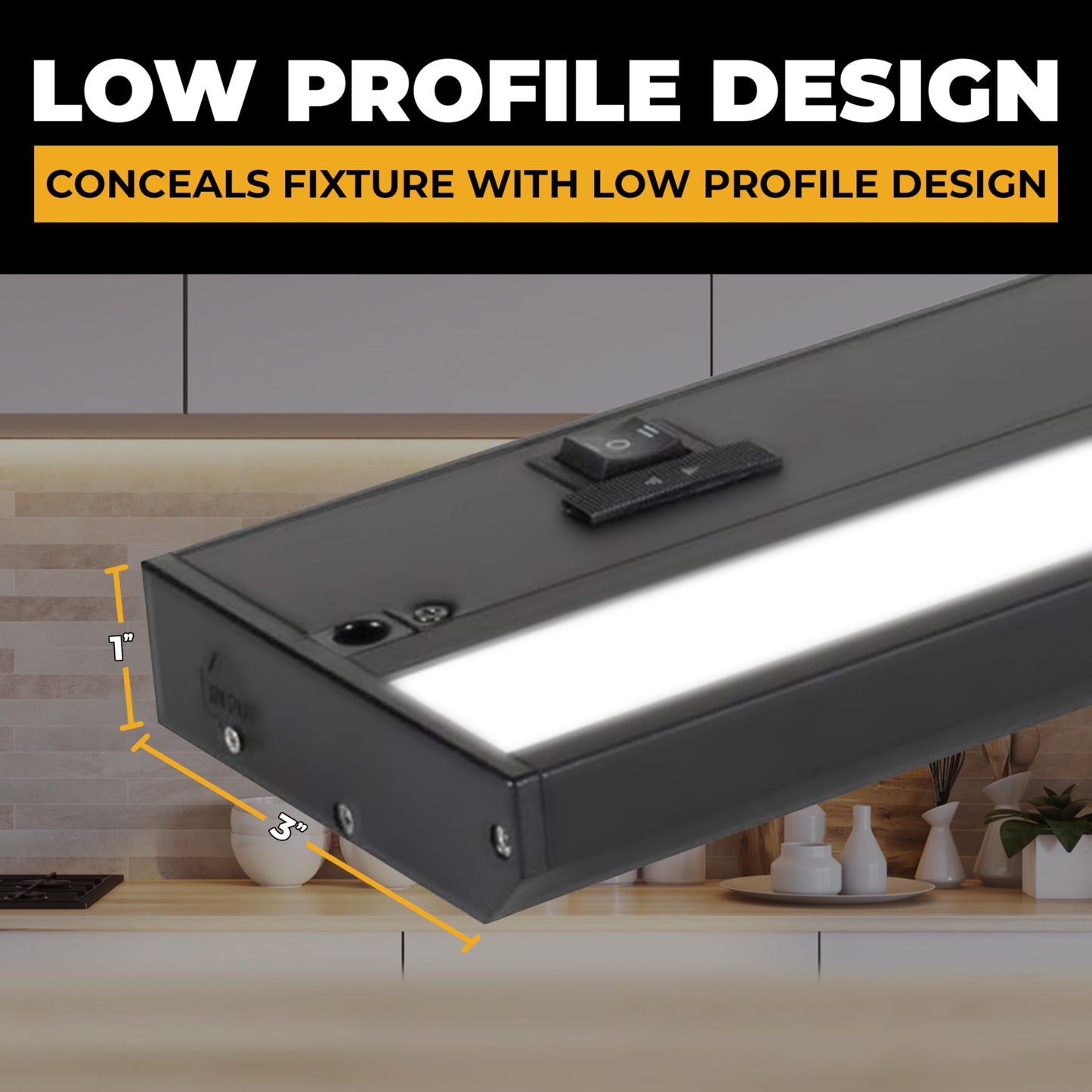 NSL LTSPRO LED Task Light - Dimmable Under Cabinet Lighting, 9 Inch, Black Finish, Aluminum, Model LTSPRO-9-BK