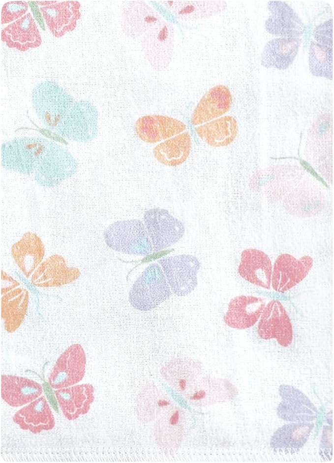 Luvable Friends Hudson Baby Flannel Burp Cloths 12pk, Pink Butterfly Garden