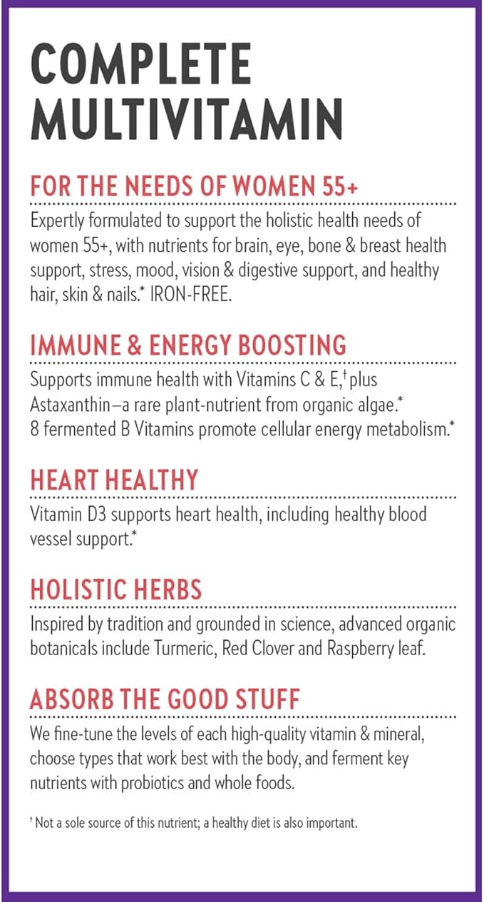 New Chapter Women's Multivitamin 50 Plus for Cellular Energy, Heart & Immune Support with 20+ Nutrients + Astaxanthin - Every Woman's One Daily 55+, Gentle on The Stomach, 72 Count