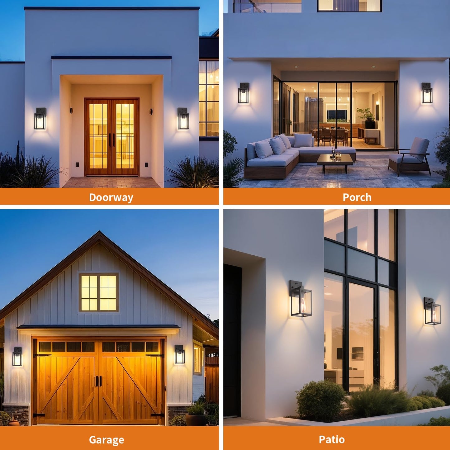 2 Pack Dusk To Dawn Exterior Lighting Fixtures Wall Mount Sensor Outside Front Porch Lights For House Outdoor Lantern Lamp Waterproof Wall Sconce Lights Black Coach Light For Garage Entryway