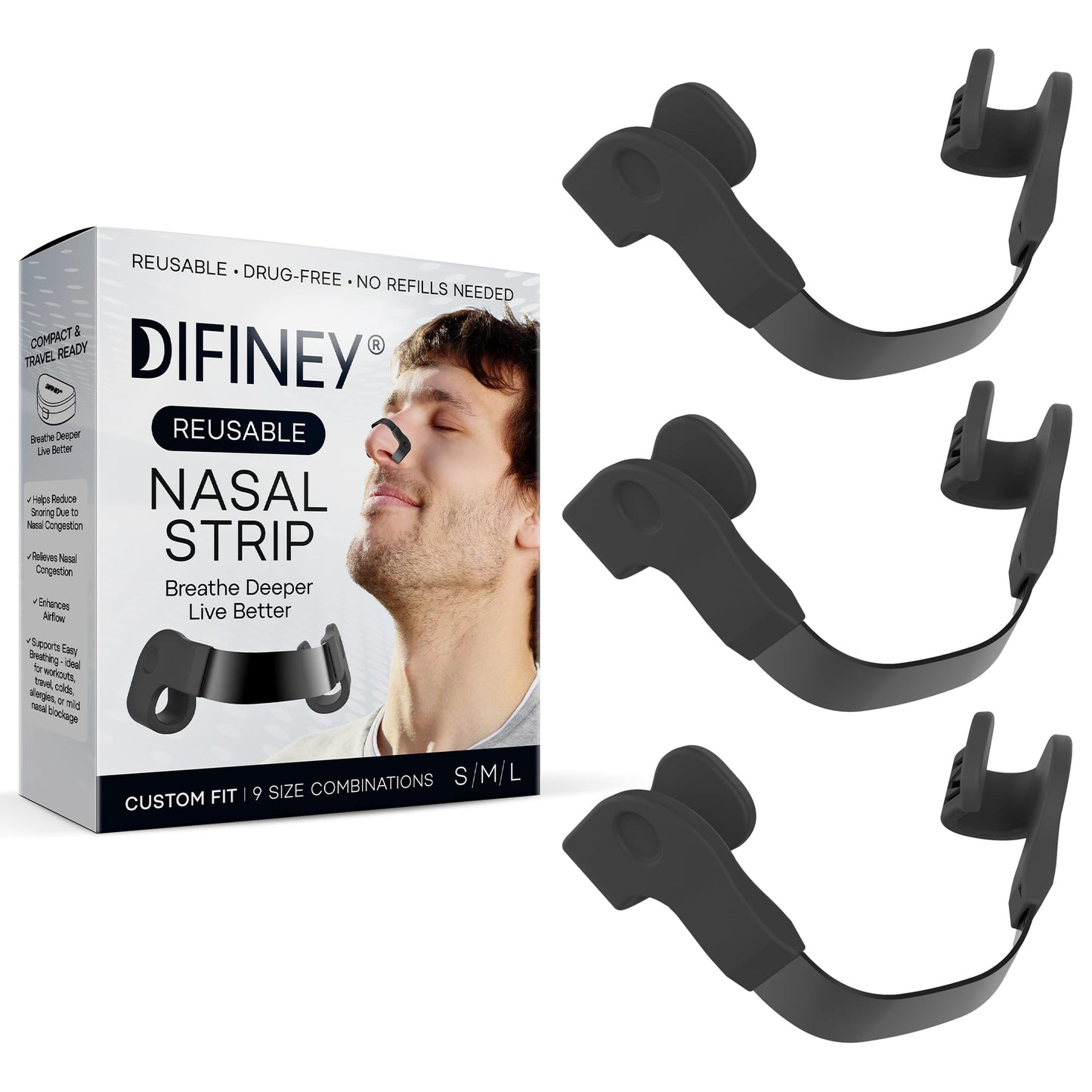 Difiney Bend-to-Fit Steel Bridge Nasal Dilators for Sleep