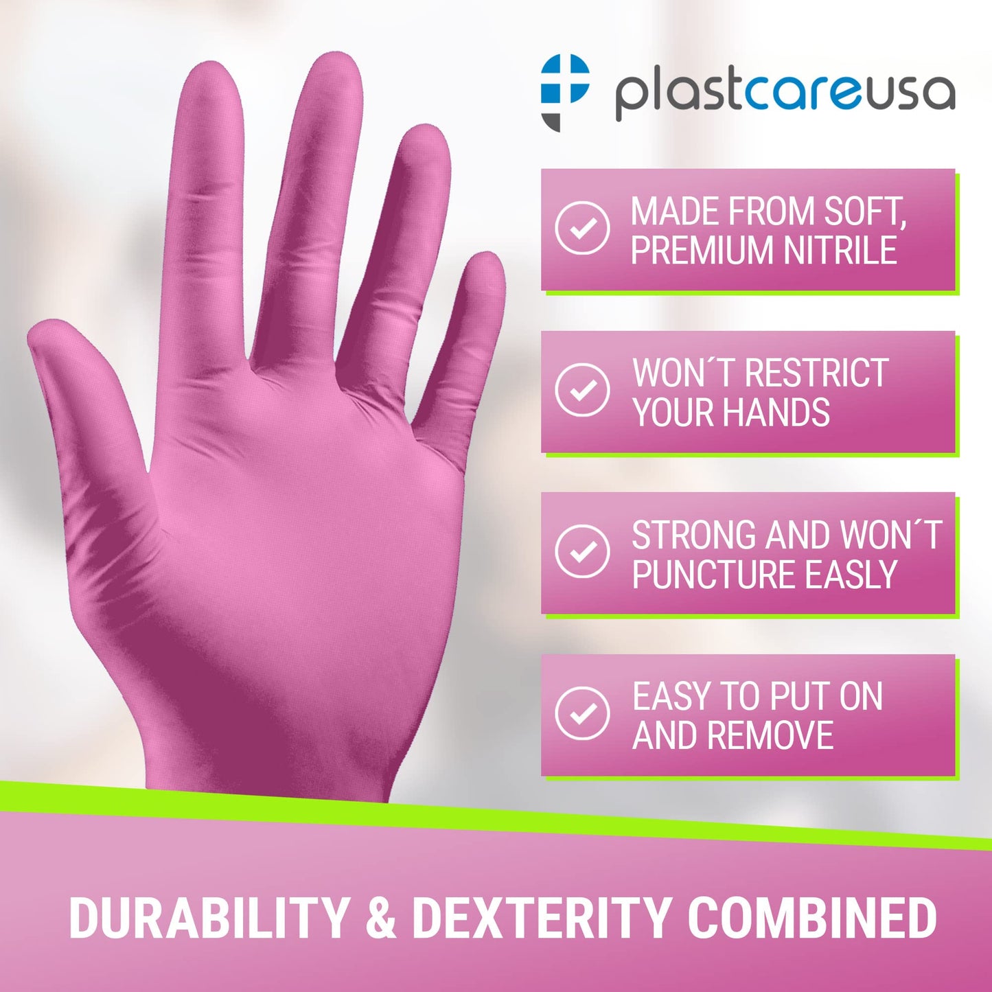PlastCare USA 100 Small Nitrile Exam Disposable Gloves, Latex & Powder Free