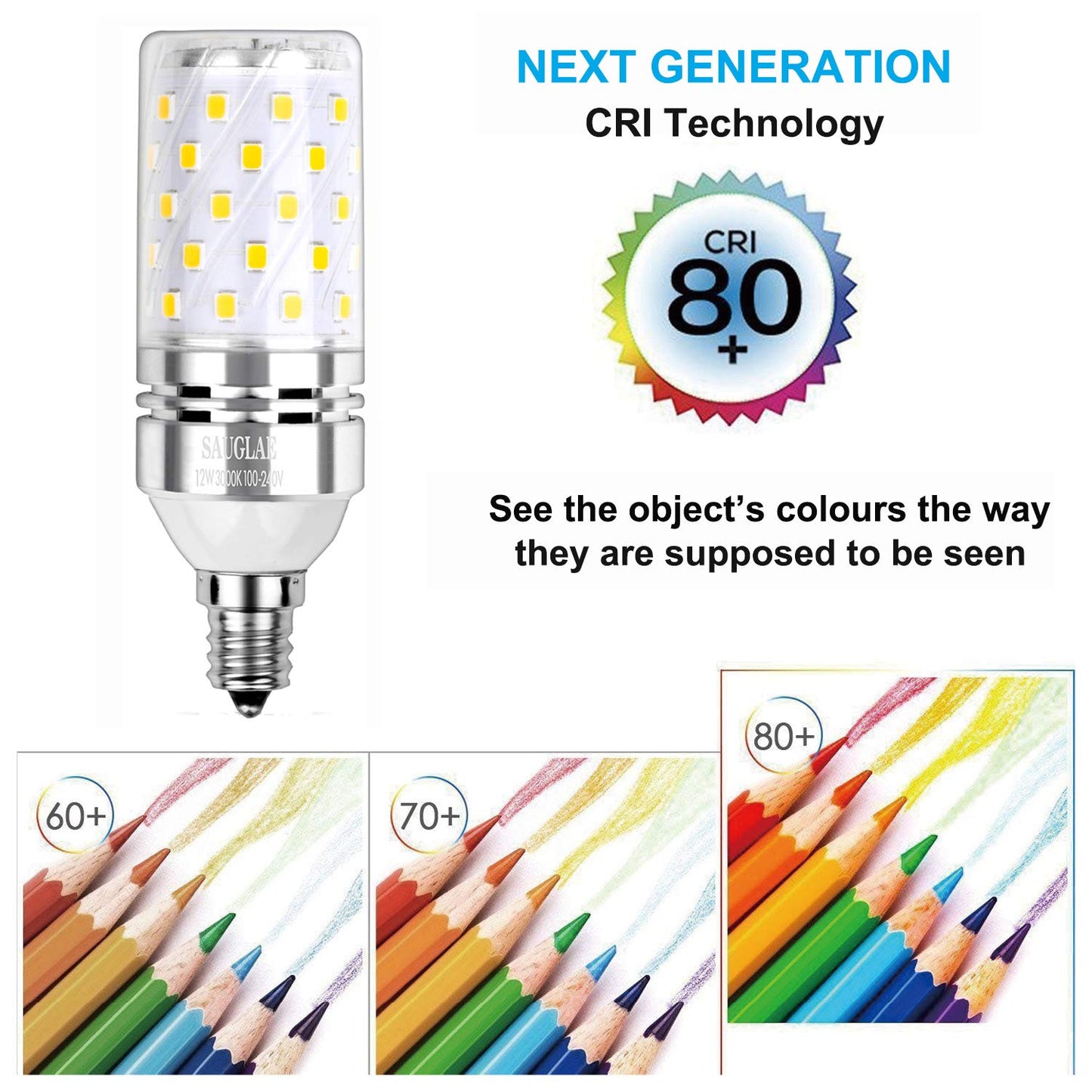 Sagel E12 LED Corn Bulbs 12W, 100W Equivalent, Warm White 3000K, Non-Dimmable, 1200Lm, 4-Pack