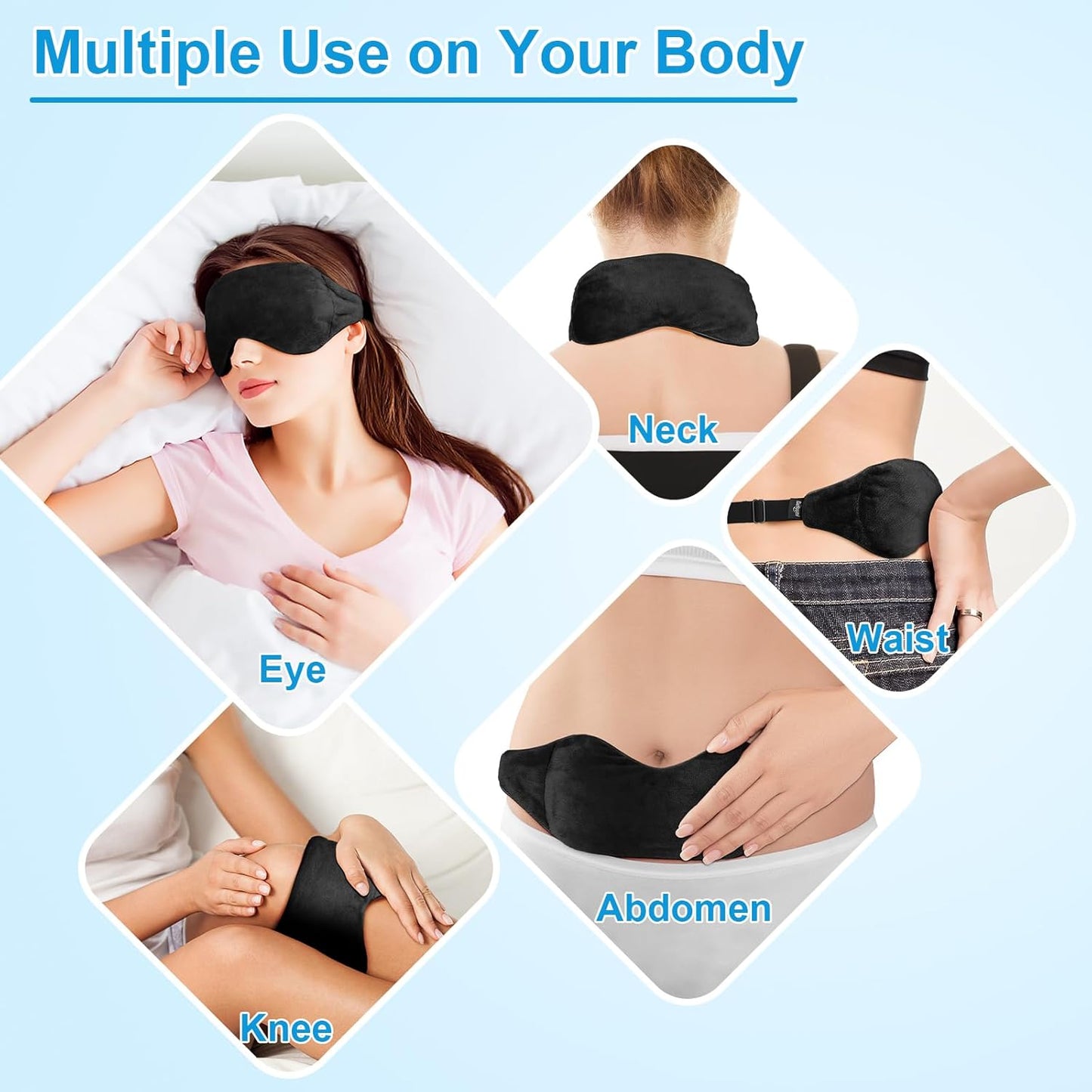 Weighted Eye Mask for Sleeping, Soft Heated Eye Mask, Moist Heat Warm Compress for Eyes, Natural Flaxseeds Microwave Reusable Sleep Mask, Must Haves for Women Spa, Home, Office (Black)