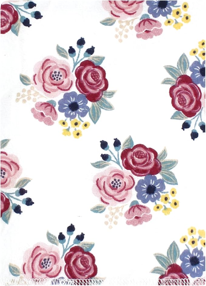 Luvable Friends Hudson Baby Flannel Burp Cloths 12pk, Rose Navy Bloom