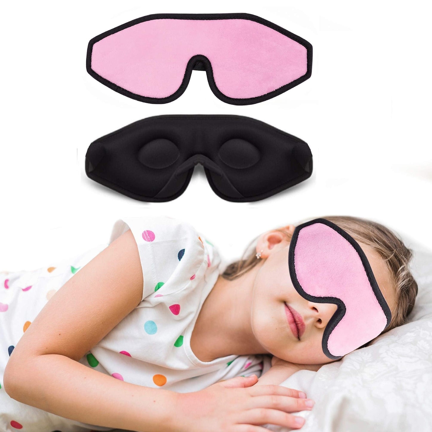ASTRA VENA 3D Sleep Mask for Kids, Light Block Sleeping Blindfold Memory Foam Contoured Eye Mask for Sleep, Adjustable Strap Eye Cover and Travel Sleep Mask for Boys Girls,Light Blue