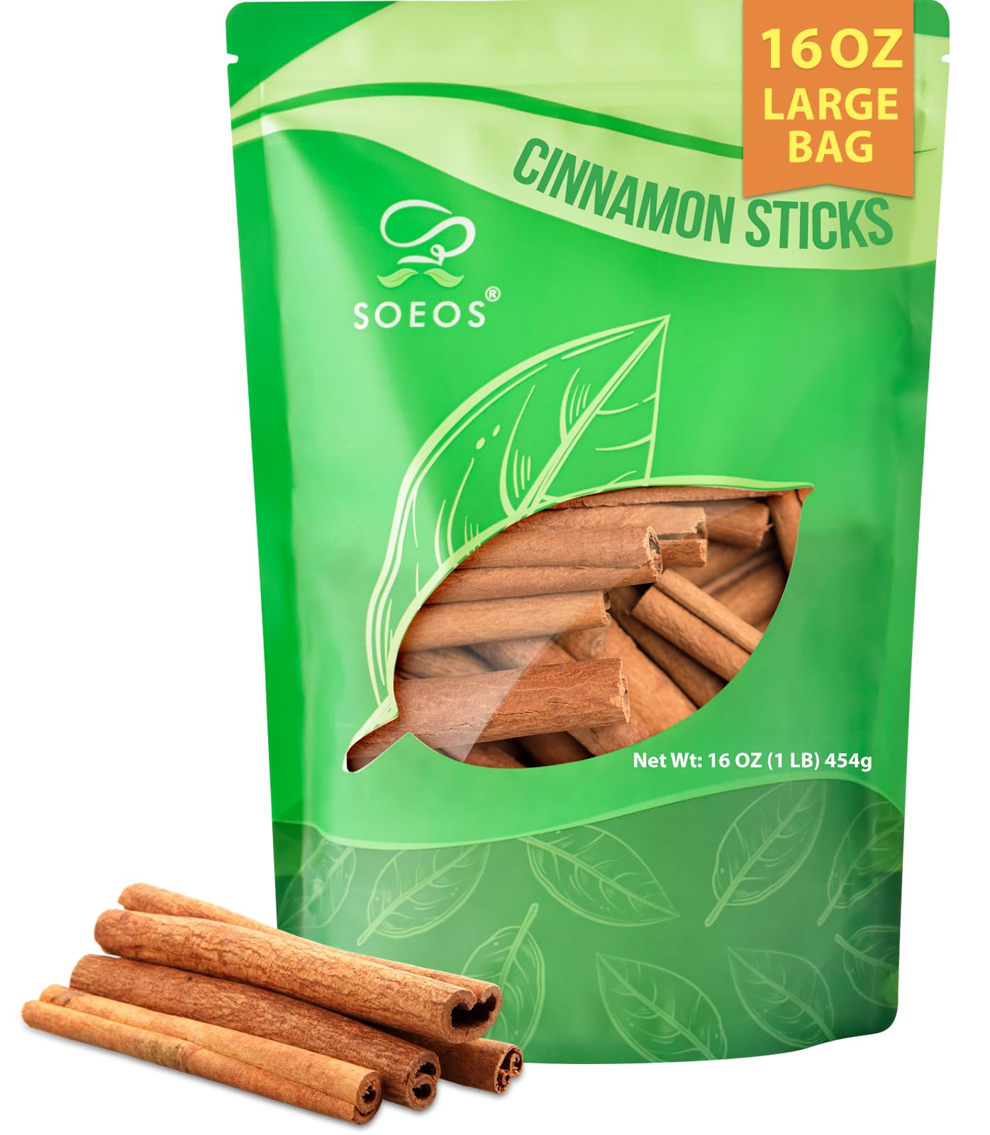 Soeos Cinnamon Sticks 16 oz (1 lb) Bulk Bag 3.5 Inchs Length enhanced Whole Cinnamon for Baking Cooking Desserts and Beverages Rich Aroma & Warm Flavor Ideal for Tea Coffee and Holiday Recipes