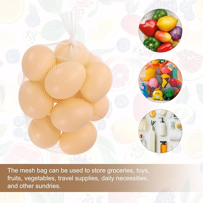 uxcell 100Pcs Reusable Produce Mesh Bags, 35cm Mesh Plastic Netting, Stretchable Egg Hatching Bags for Fruit Vegetable Storage, White