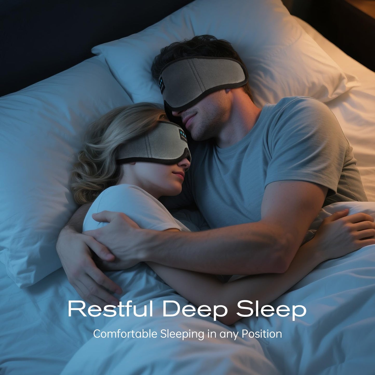 ZHENYEMEI 3D Sleep Mask with Bluetooth Headphones, Sleeping Headphones for Side Sleepers, Wireless Music Eye Mask with Ultra-Thin Stereo Speakers for Men, Women, Tech Gifts, Grey