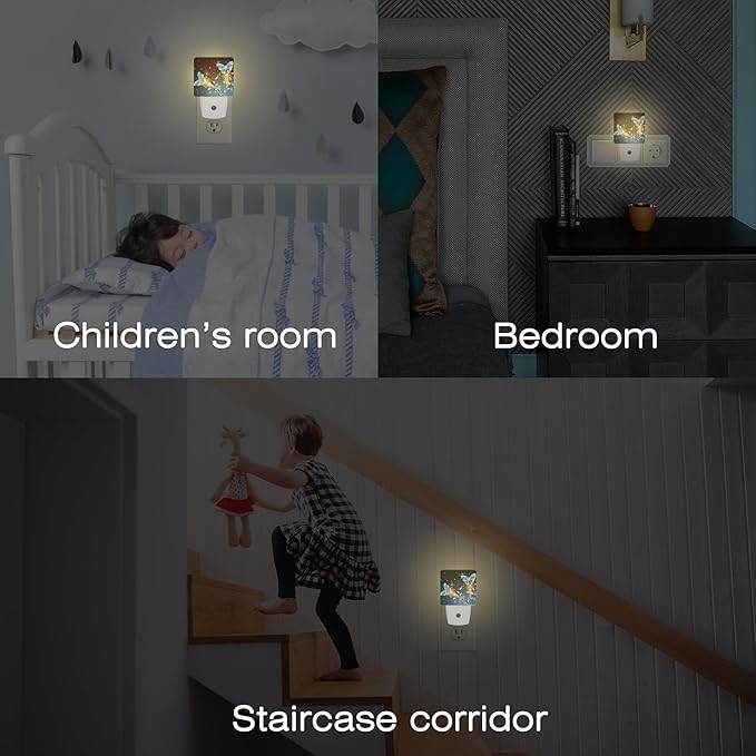 Magical Butterflies with Flowers Night Light Plug into Wall, Glitter Sparkle Butterfly Dusk to Dawn Night Light Plug in,0.5w Energy Saving Sleep Friendly NightLight for Kids Boys Girls Home Decor