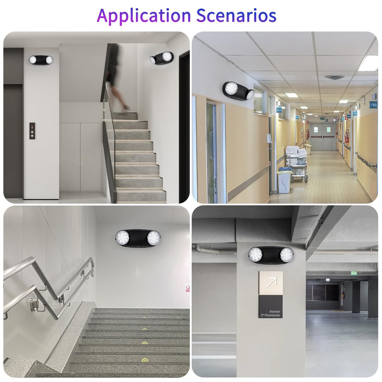 Tanlux Led Emergency Lights With Battery Backup Commercial Emergency Light Fixtures For Business Home Power Failure Emergency Exit Sign Lighting With 1.0 Meter Plug In Cord Ac120V Input Black
