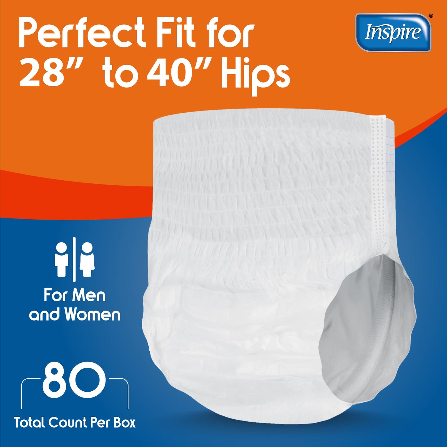 Inspire Protective Underwear for Men and Women | Adult Diapers | Bowel Incontinence Under wear for Adults | Disposable Pull Ups - 4 Bags of 20 | 80 Total (Small/Medium)