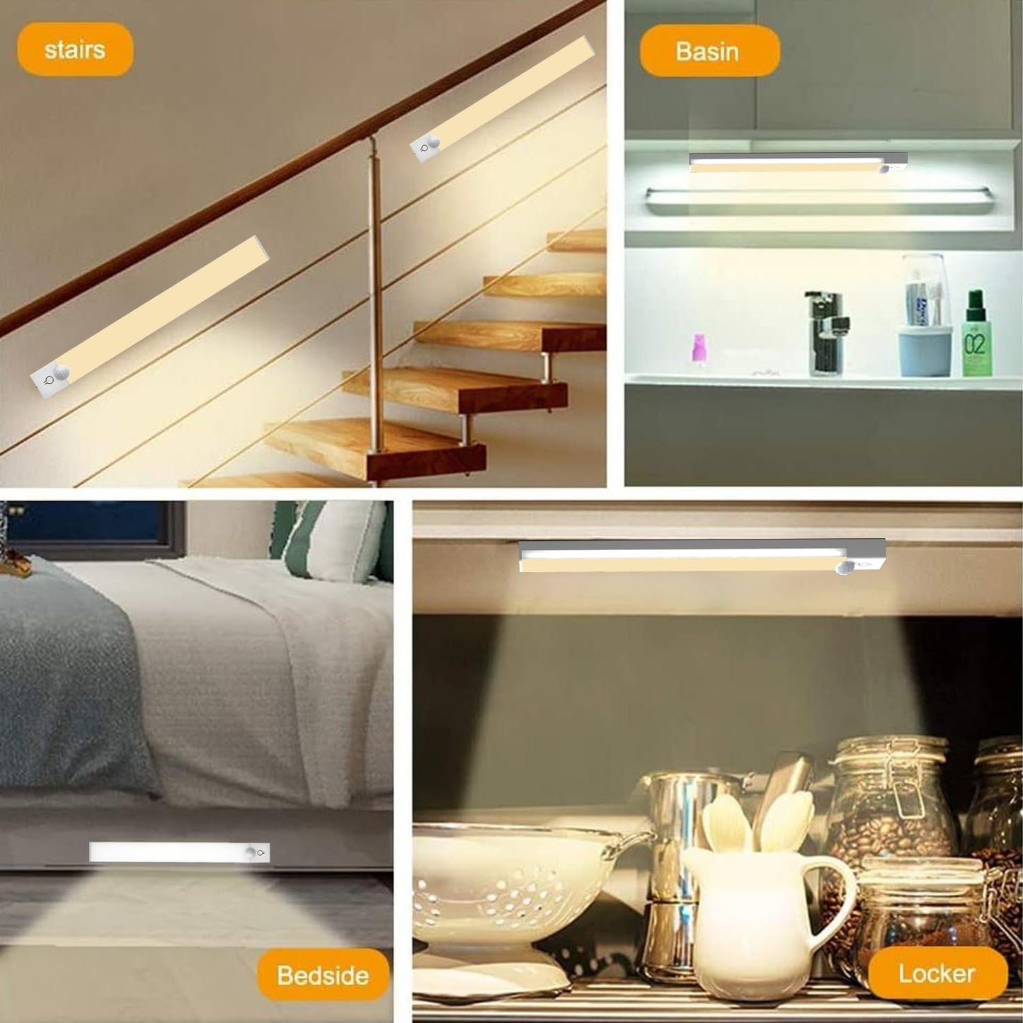 Rihvy Under Cabinet Lighting, 4-Inch Rechargeable Motion Sensor, 12-Pack, Dimmable LED, White, Model: CabLight003-2