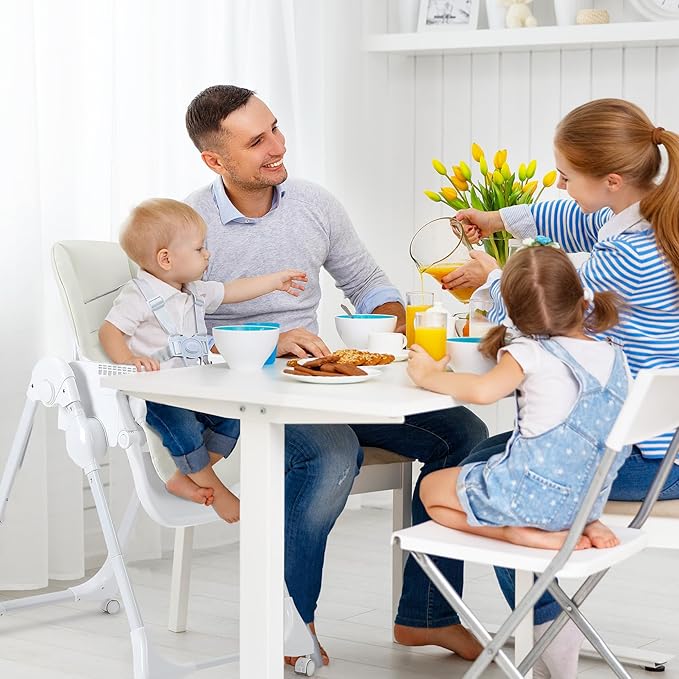 4-in-1 Baby High Chair with Play Bar, 7 Height-Adjustable Children's High Chair with Booster Seat, Stealable and Foldable Children's Chair, Light Beige
