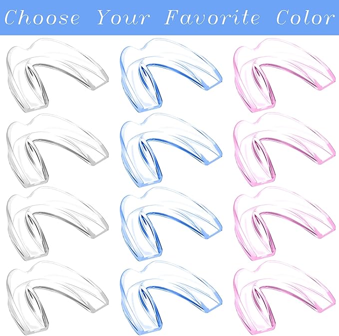 Kids Mouth Guard Moldable (4 Pack Blue) & Disposable Mouth Guard (8 pcs) for Grinding & Clenching Teeth | Comfortable Nighttime Protection Guard | Including Hygiene Case & Mask with Gel Ice Pack