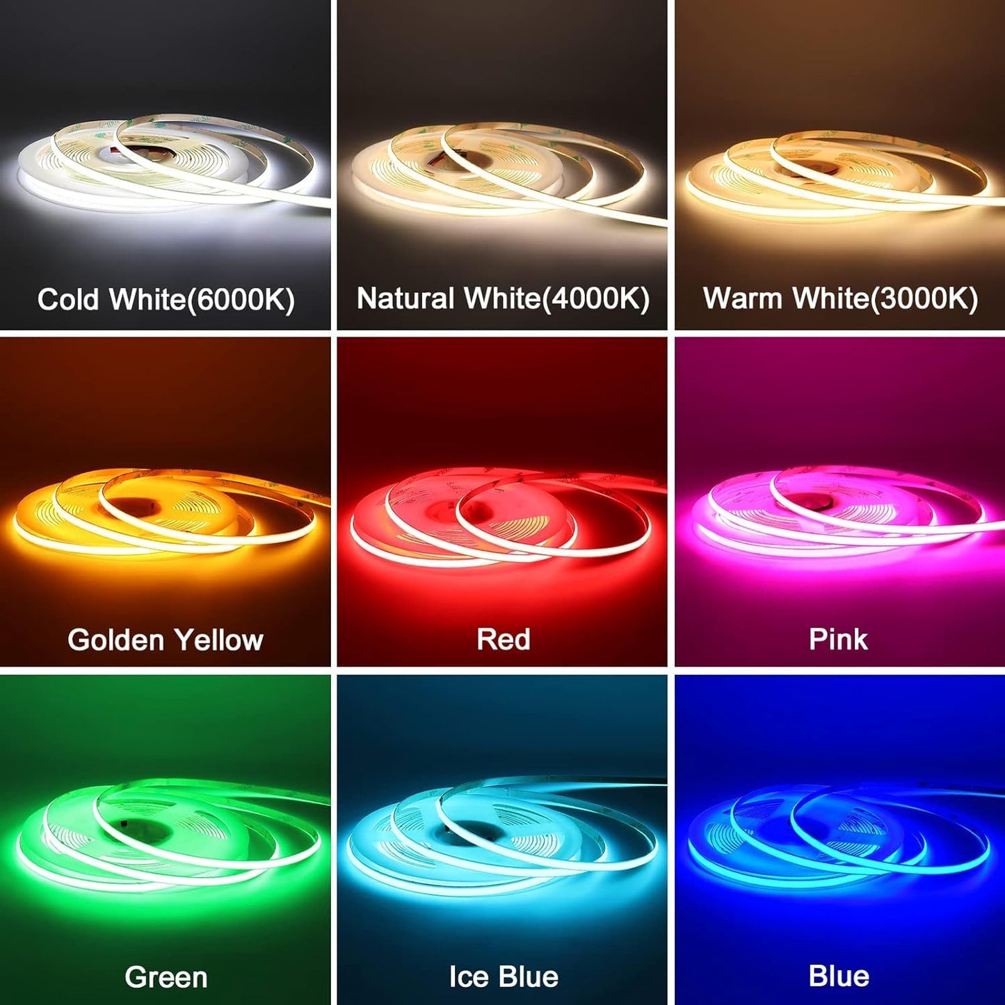 Maligaza Cob Led Strip Light, 5Mm Ultra Thin, 24V, Blue, High Cri, 16.4Ft Flexible Tape For Indoor & Car Decor